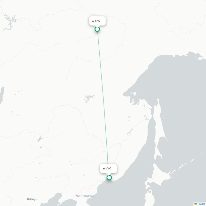 YKS - VVO route map