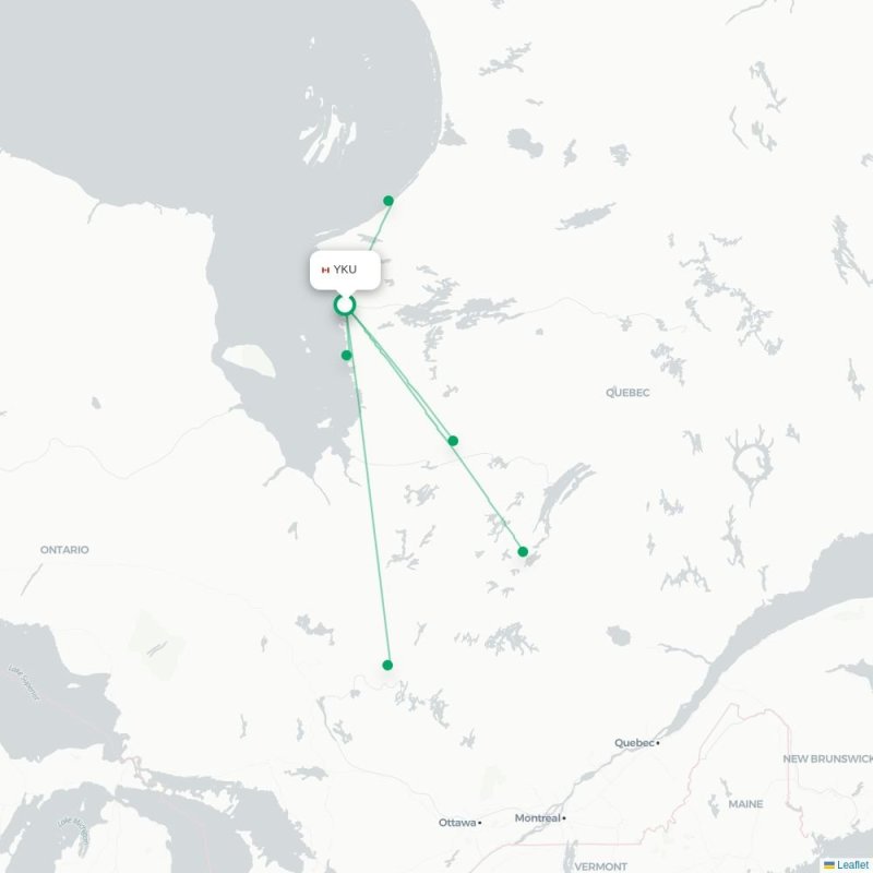 YKU - YVO route map