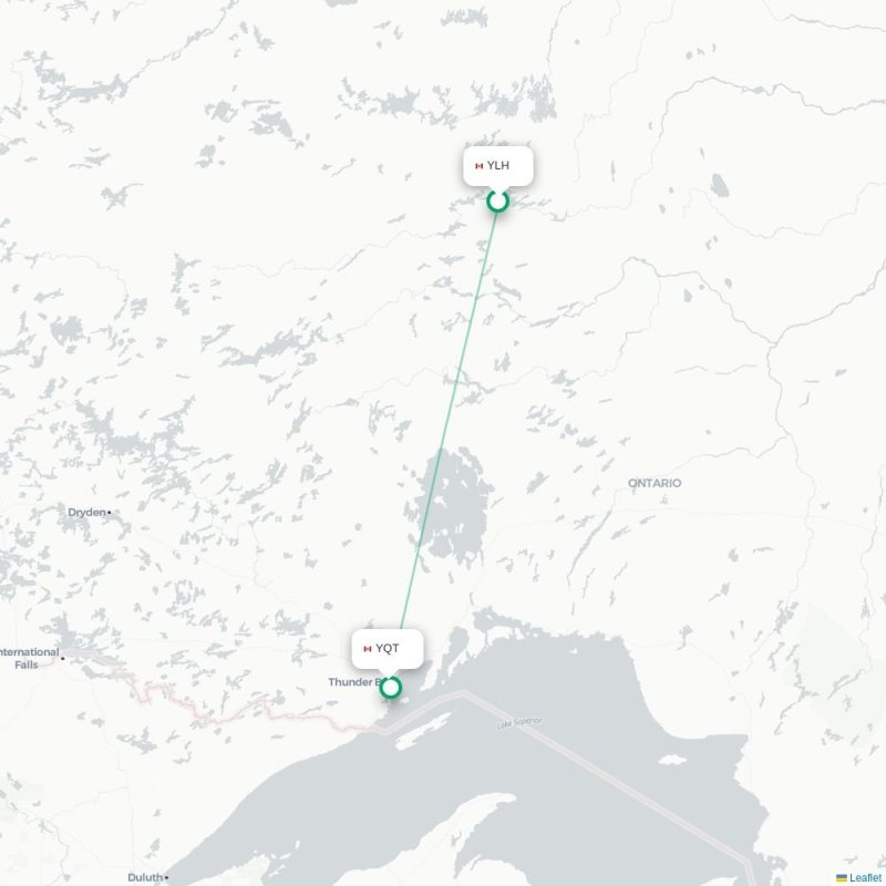 YLH - YQT route map