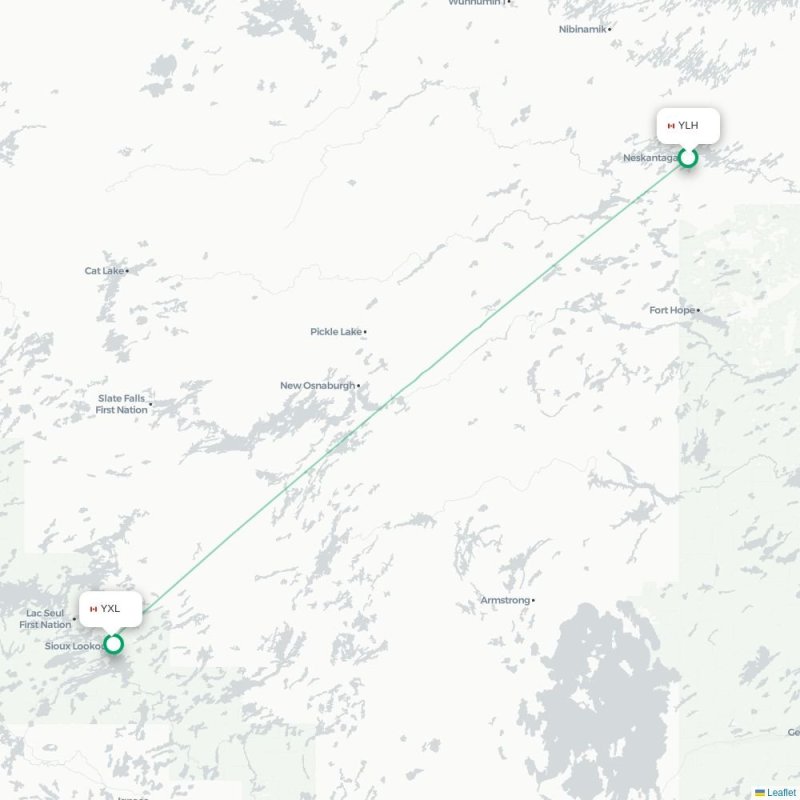 YLH - YXL route map