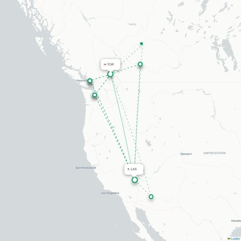 YLW - LAS route map
