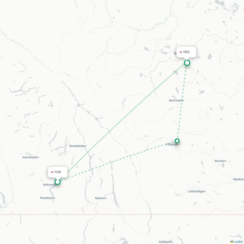 YLW - YEG route map