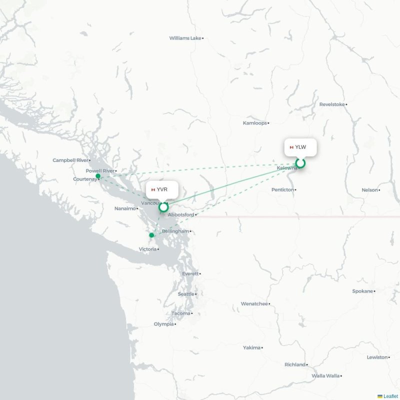YLW - YVR route map
