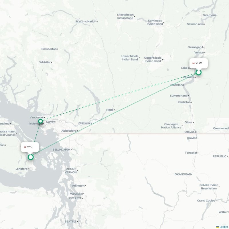 YLW - YYJ route map