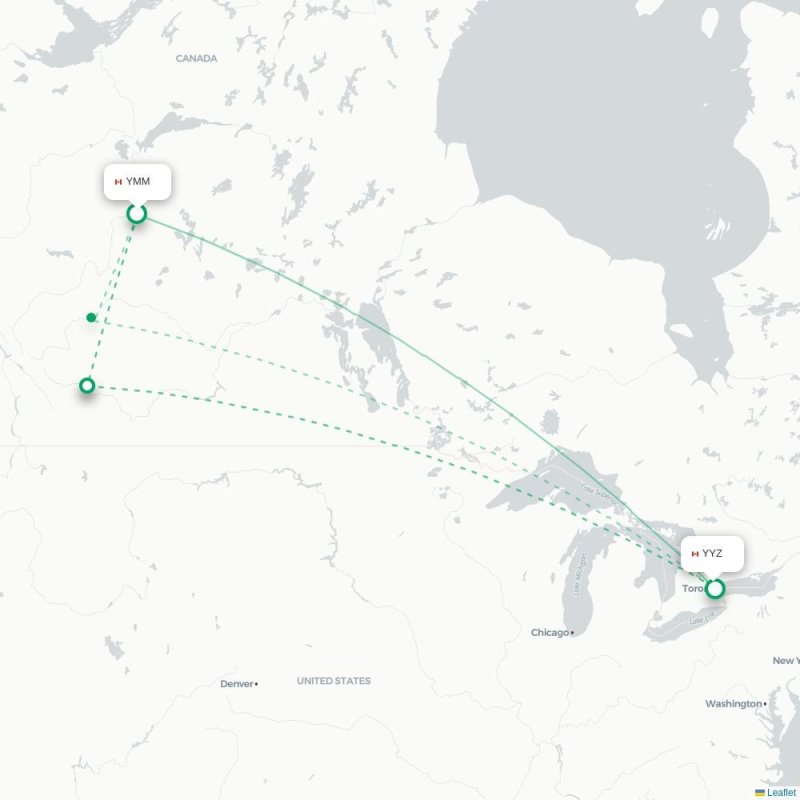 YMM - YYZ route map