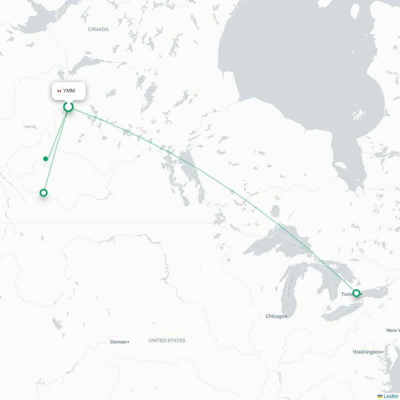 YMM - YYZ route map