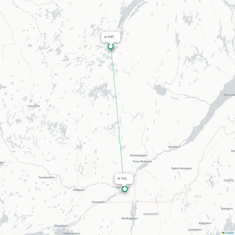 YMT - YUL route map