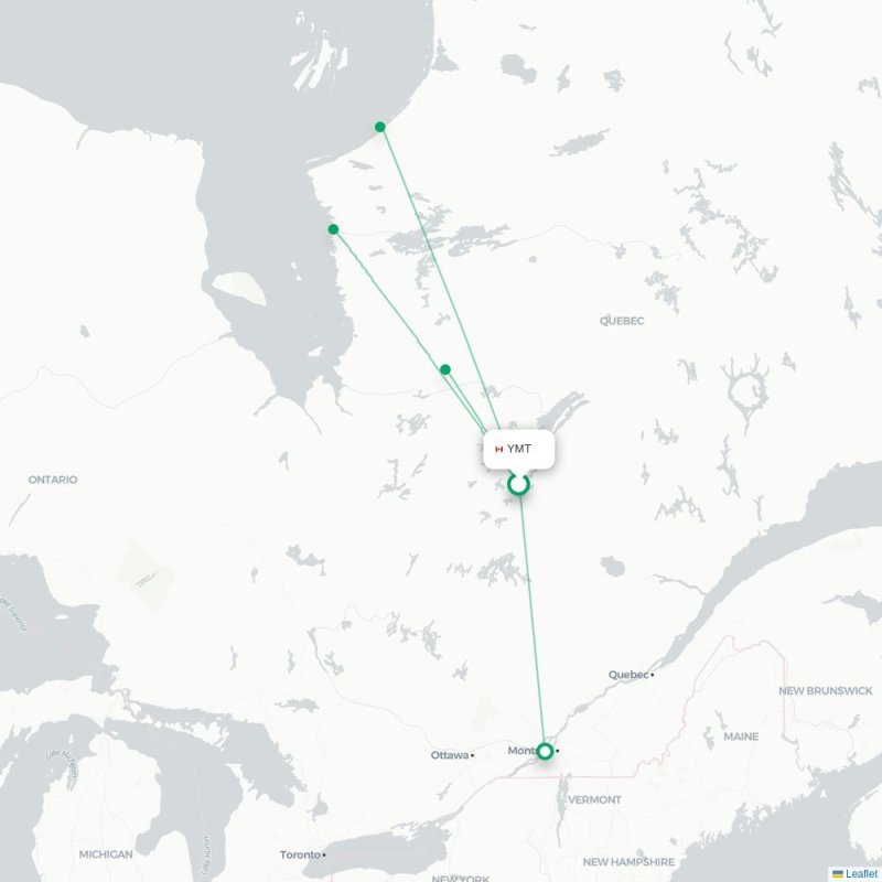 YMT - YGW route map