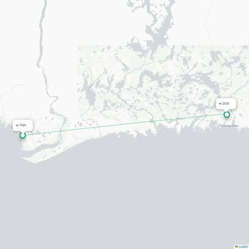 YNA - ZGS route map