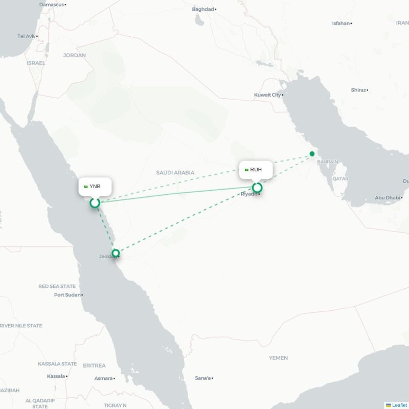 YNB - RUH route map
