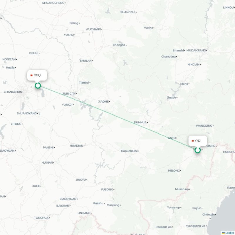 YNJ - CGQ route map