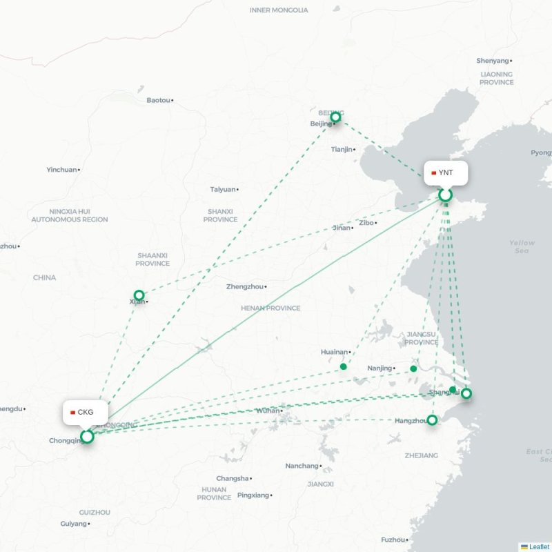 YNT - CKG route map