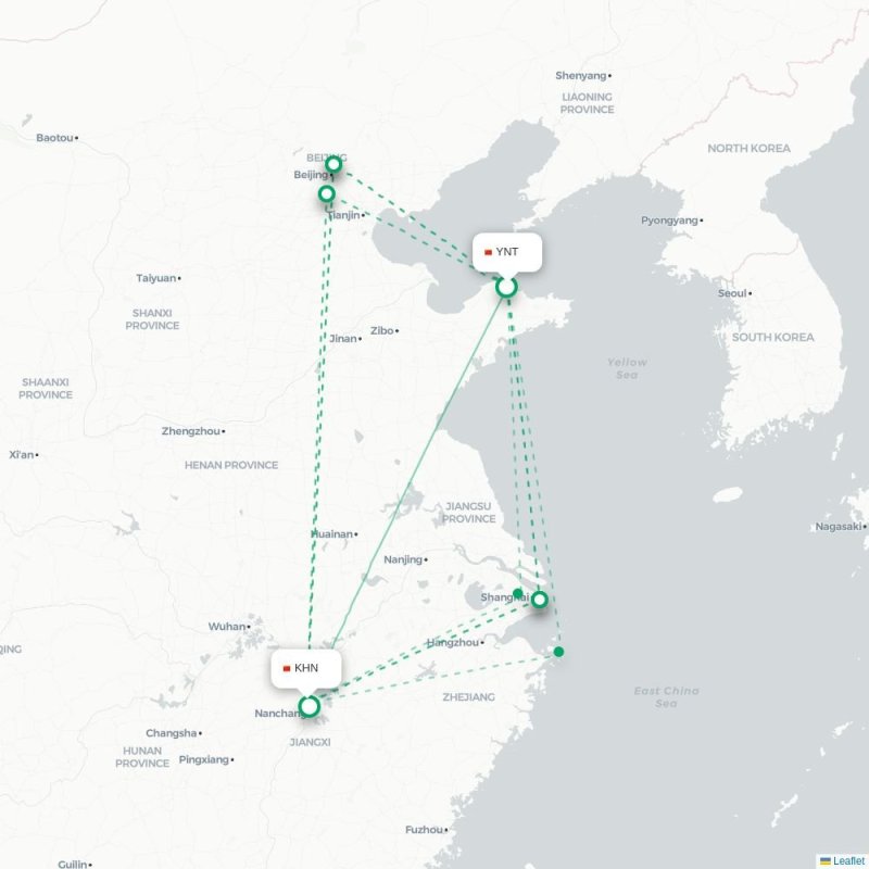 YNT - KHN route map