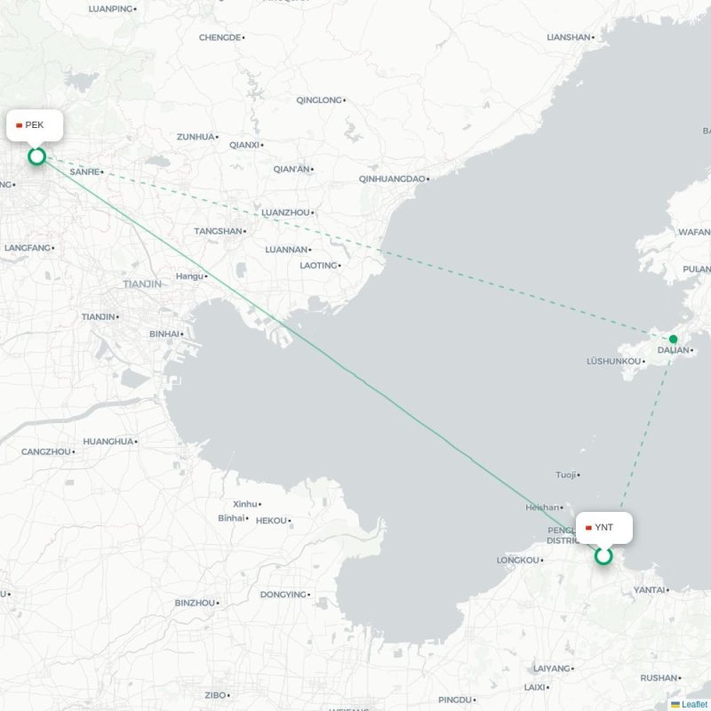 YNT - PEK route map
