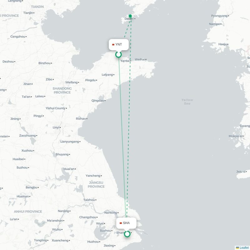 YNT - SHA route map