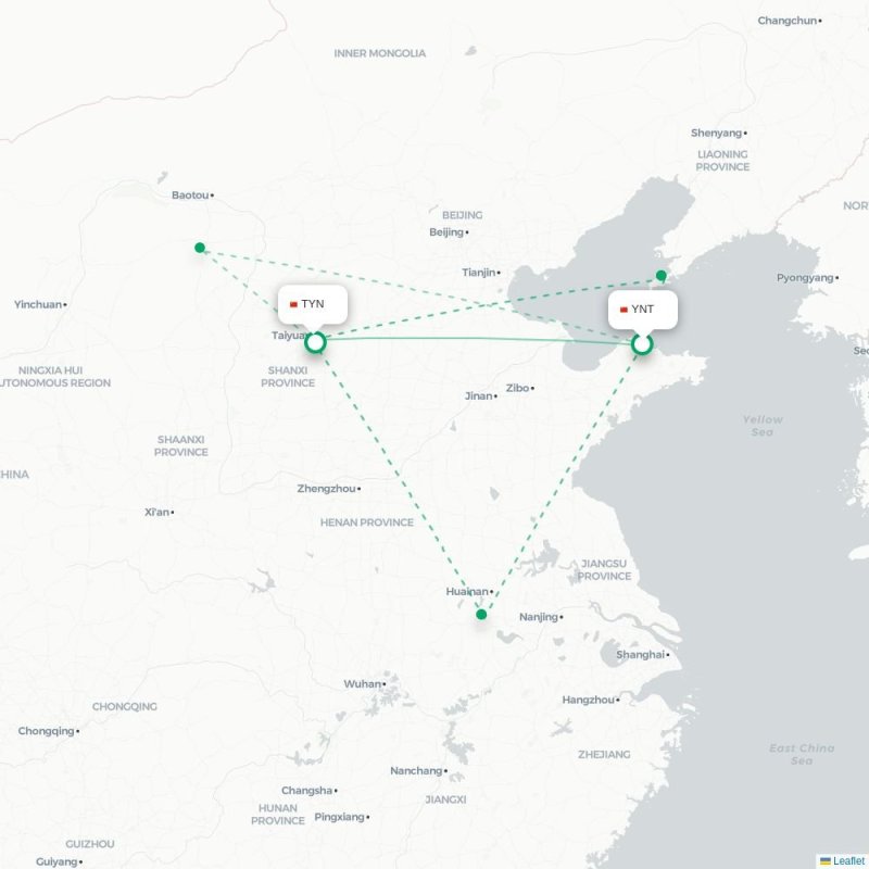 YNT - TYN route map