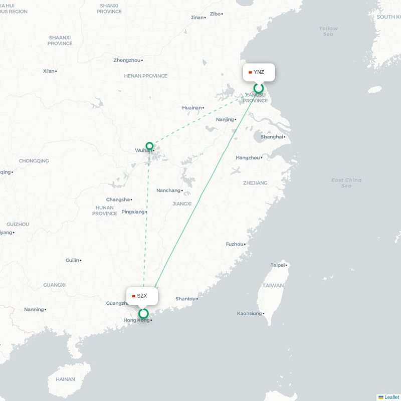YNZ - SZX route map