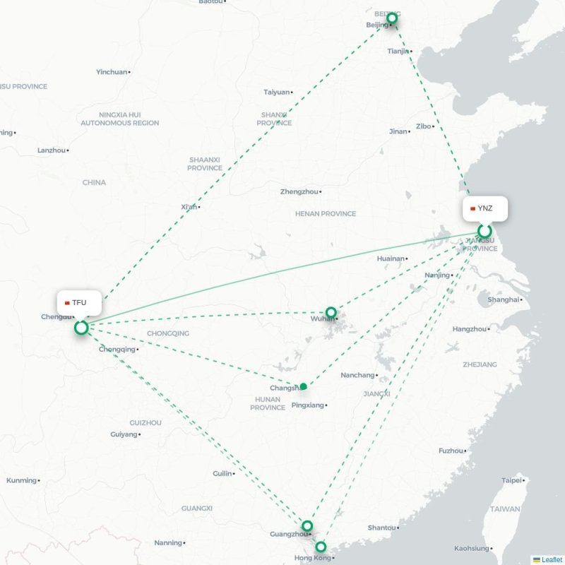 YNZ - TFU route map