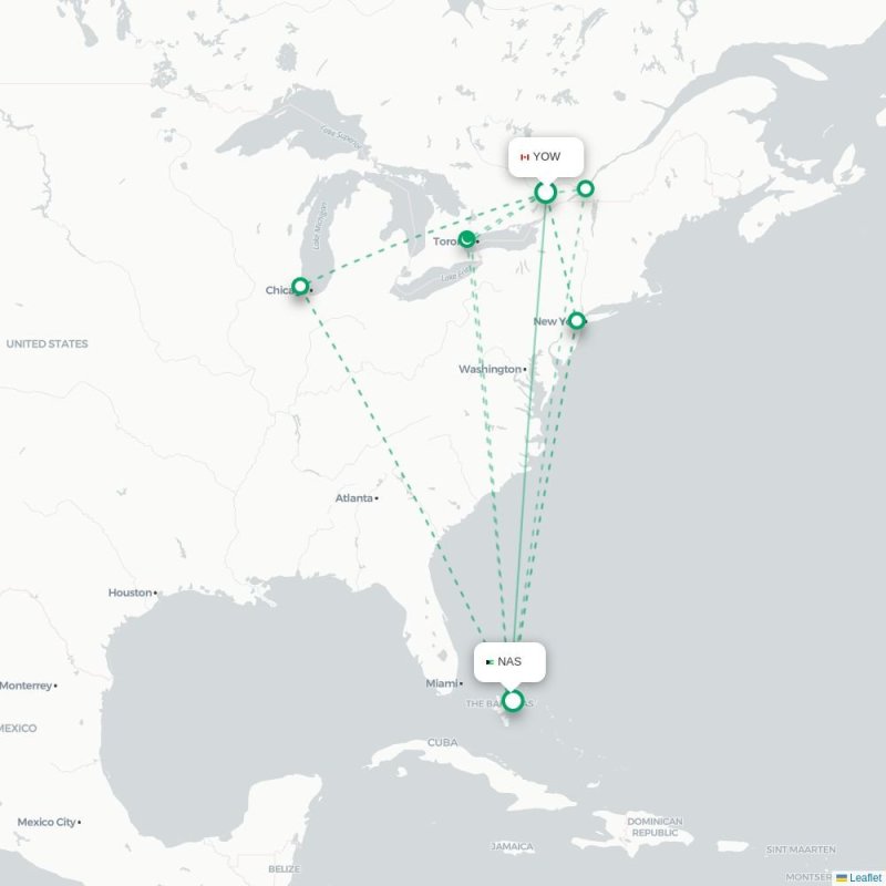 YOW - NAS route map