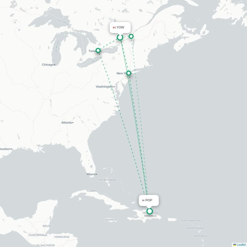 YOW - POP route map