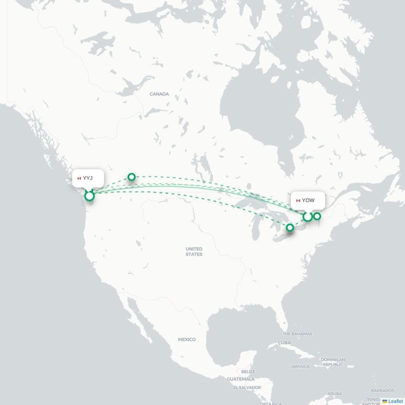 YOW - YYJ route map