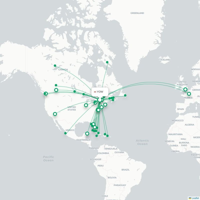 YOW - YYC route map