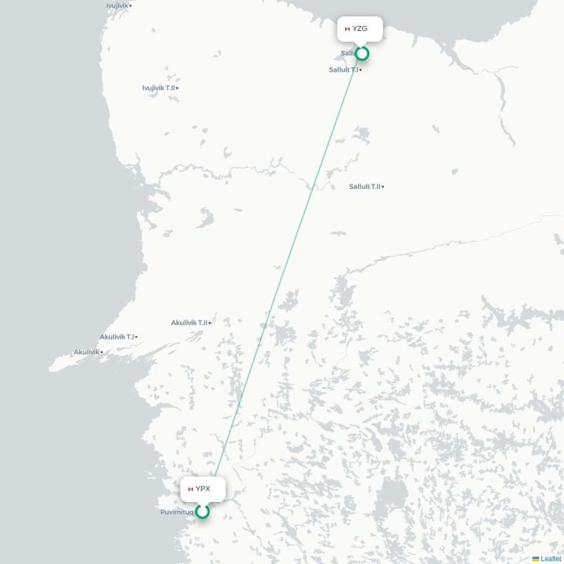 YPX - YZG route map