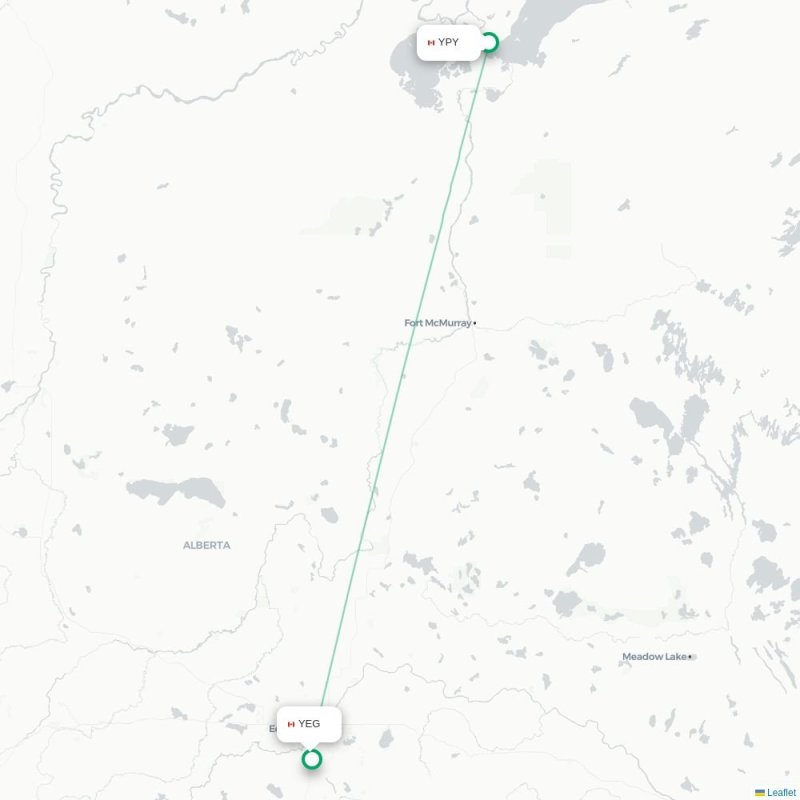 YPY - YEG route map