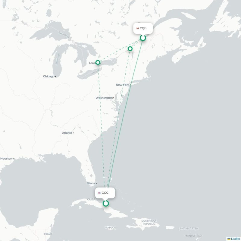 YQB - CCC route map