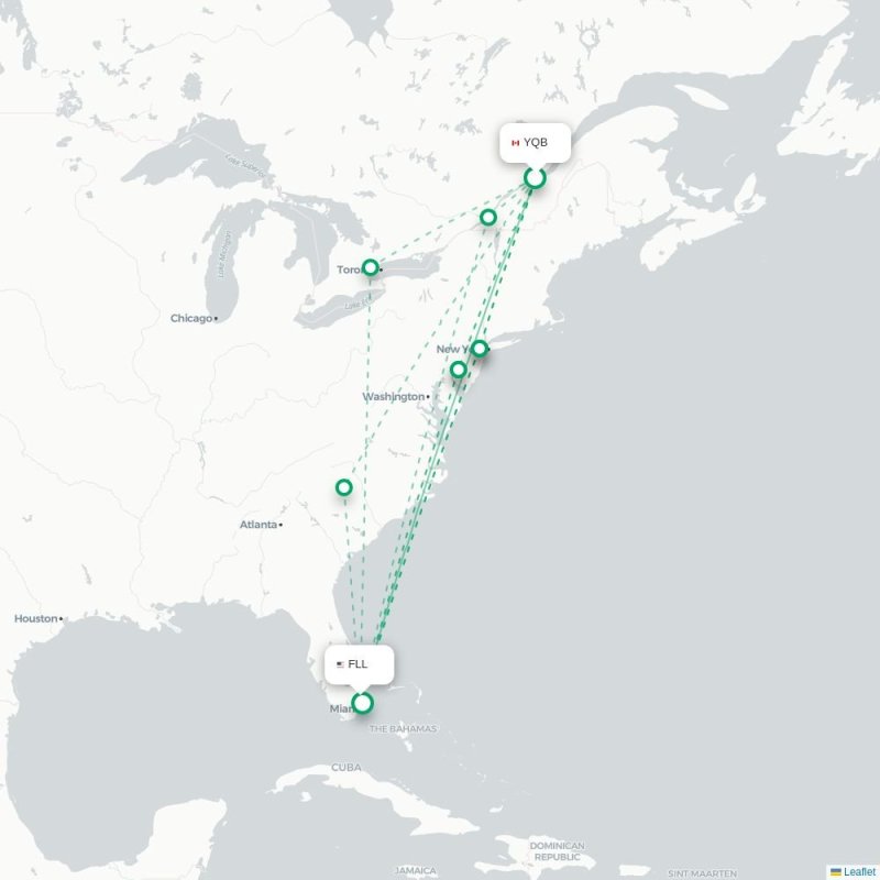YQB - FLL route map