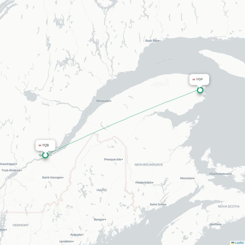 YQB - YGP route map