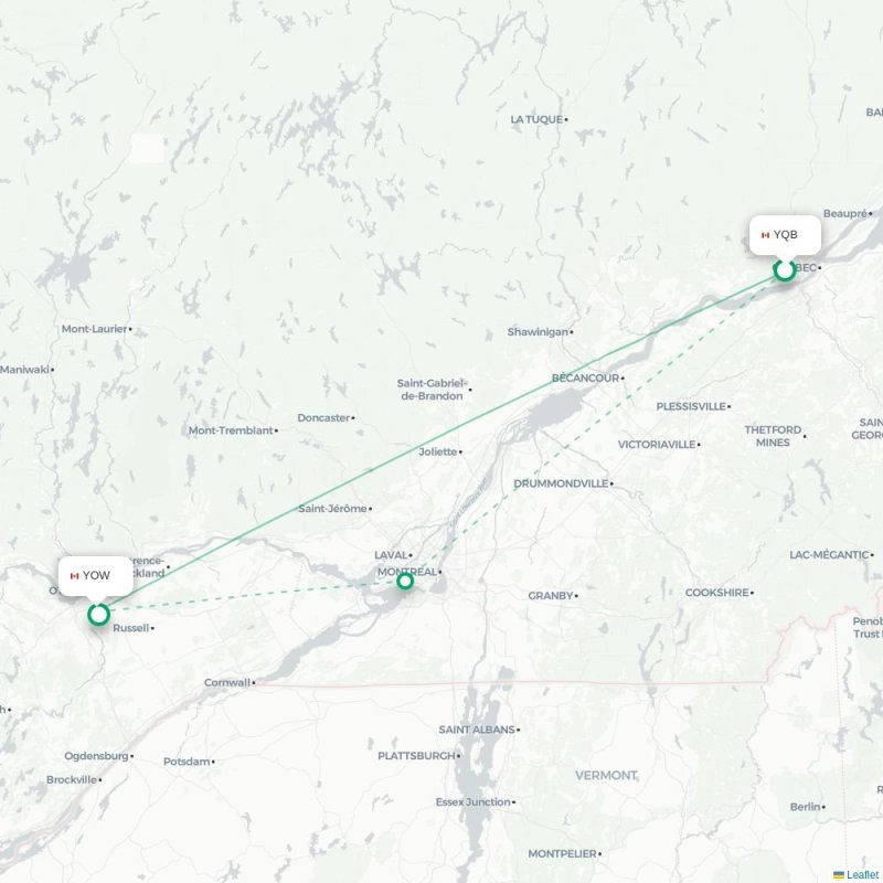 YQB - YOW route map