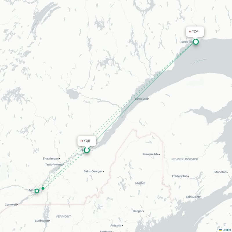 YQB - YZV route map