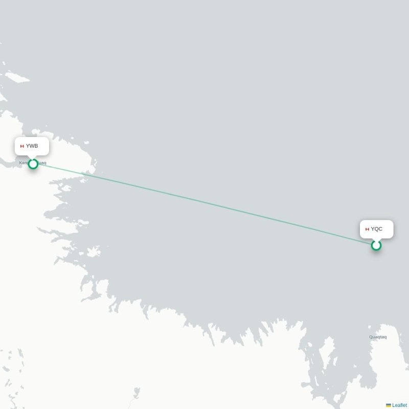 YQC - YWB route map
