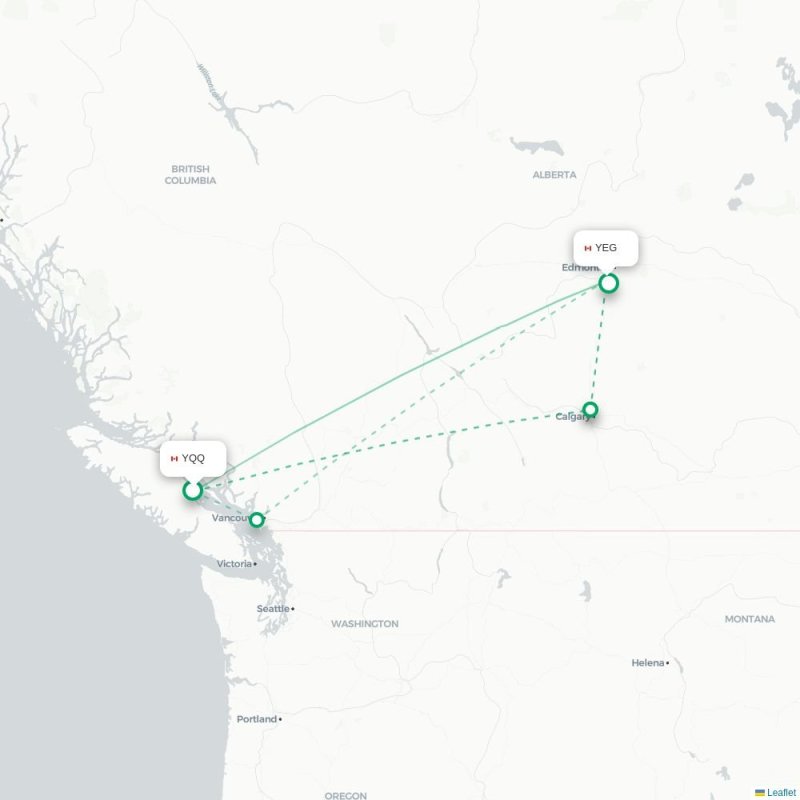 YQQ - YEG route map