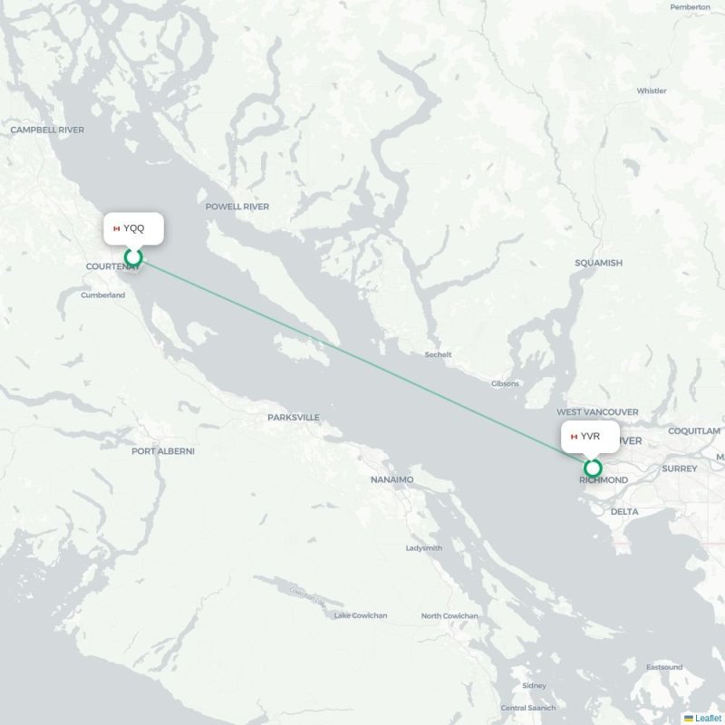YQQ - YVR route map