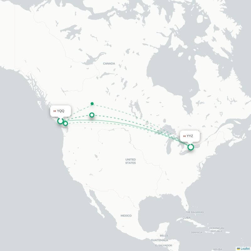YQQ - YYZ route map