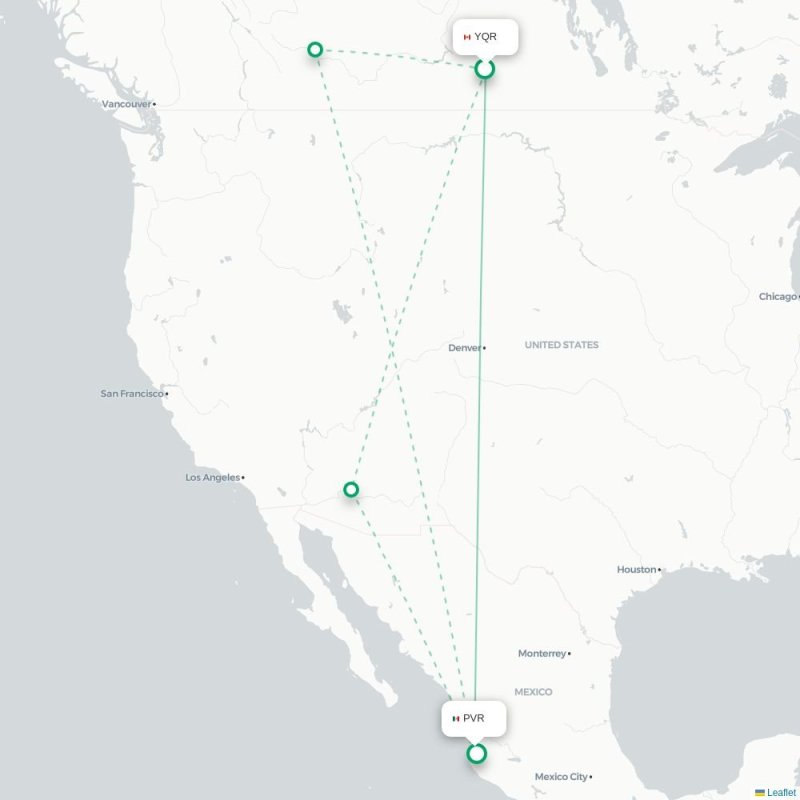 YQR - PVR route map
