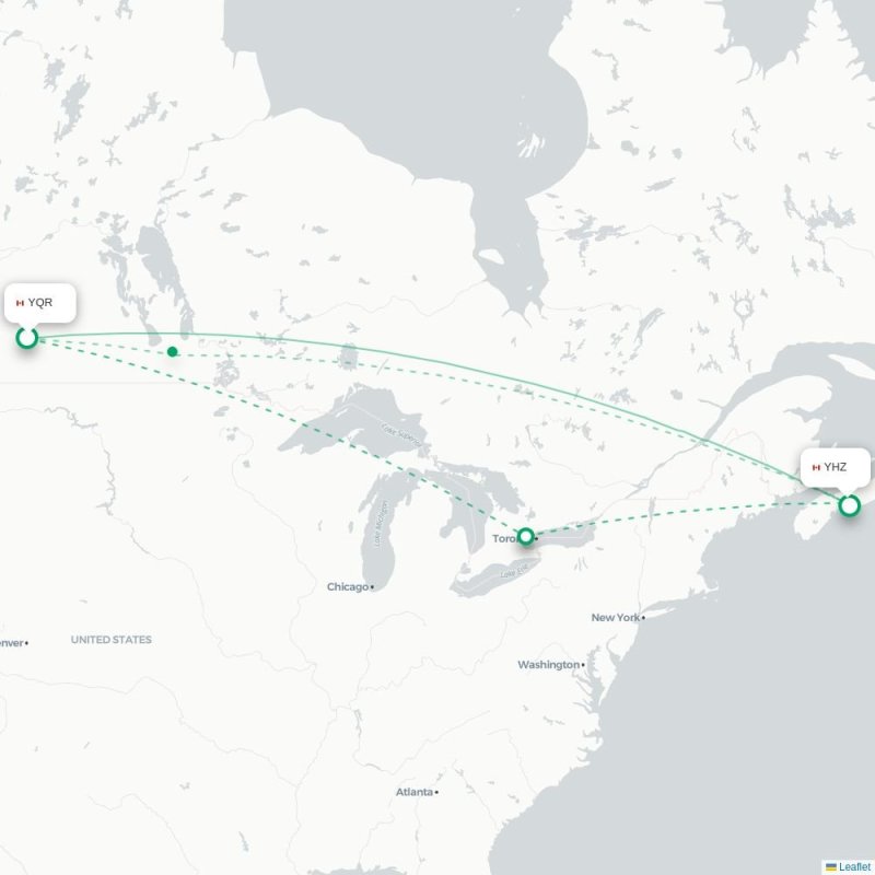 YQR - YHZ route map