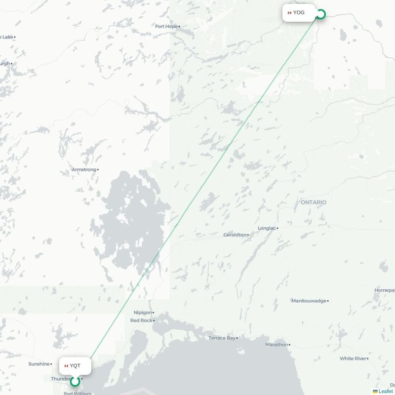 YQT - YOG route map