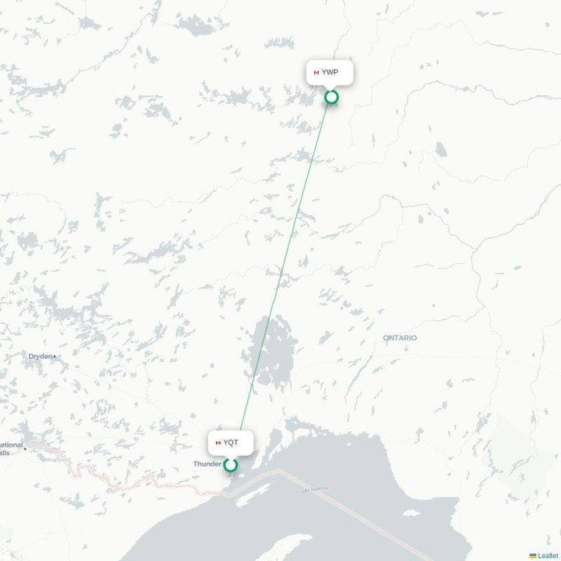 YQT - YWP route map