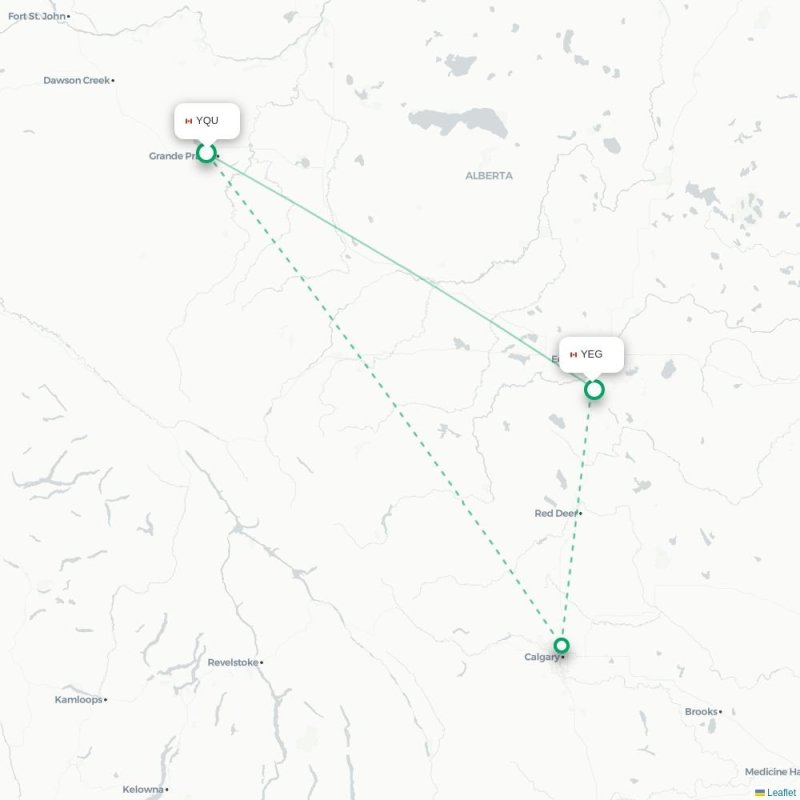 YQU - YEG route map