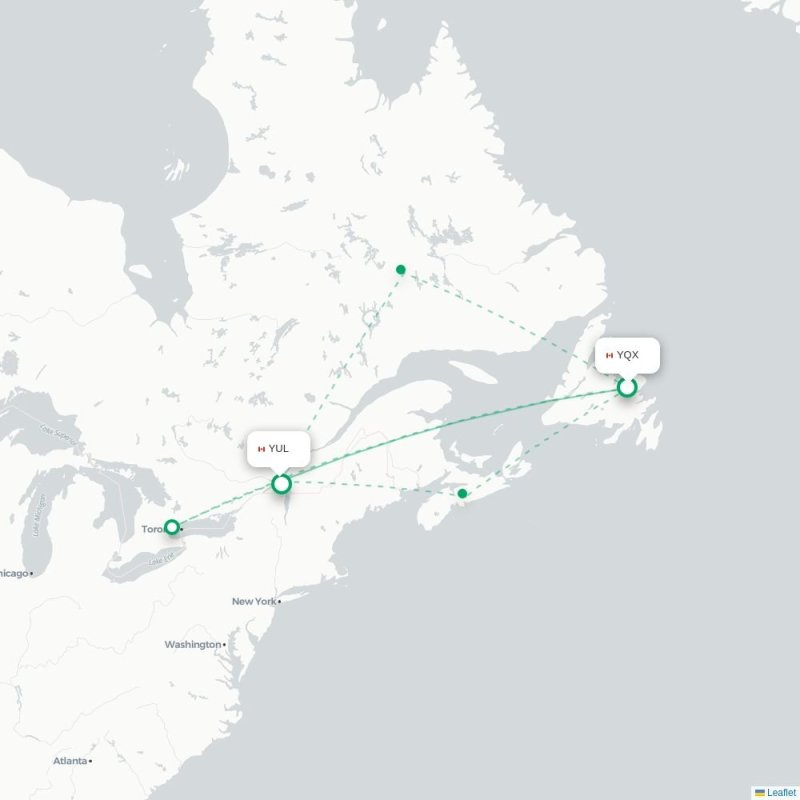 YQX - YUL route map