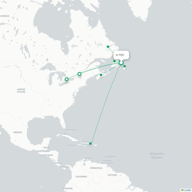 YQX - YYT route map