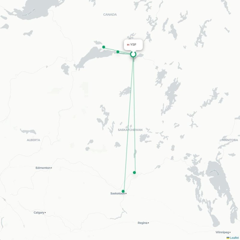 YSF - YXE route map