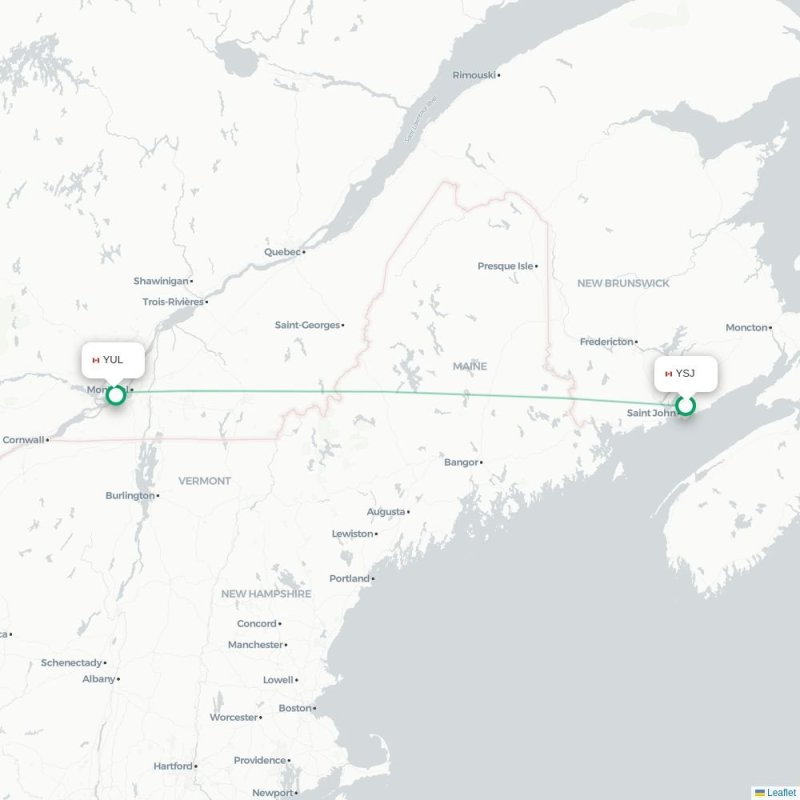 YSJ - YUL route map