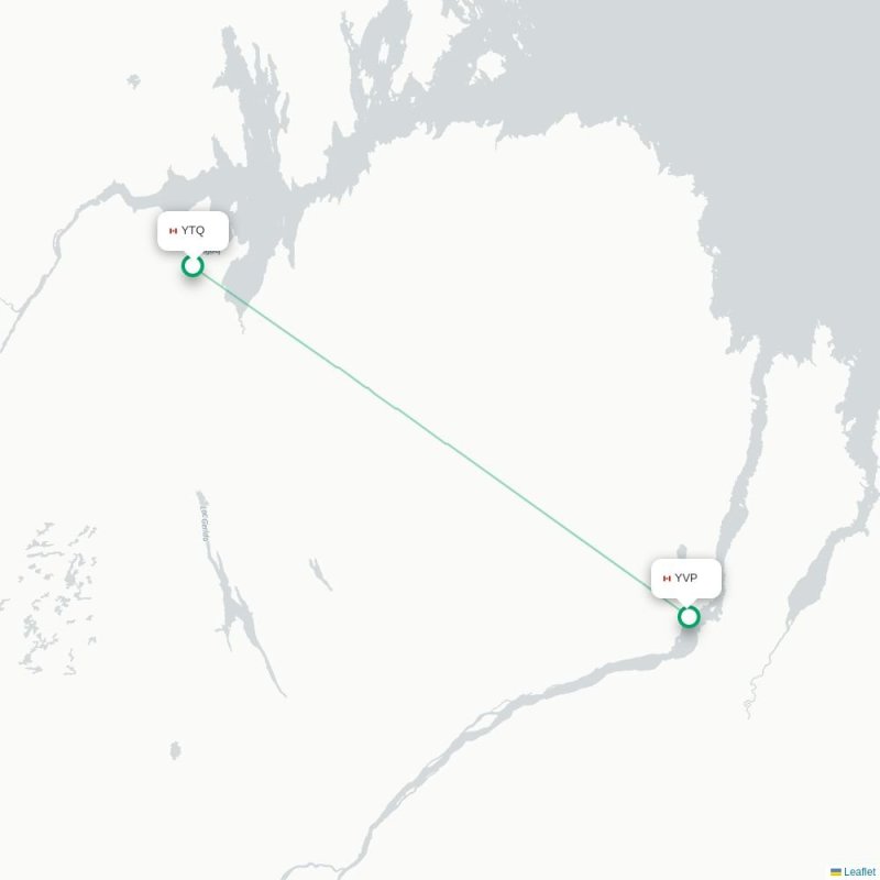 YTQ - YVP route map