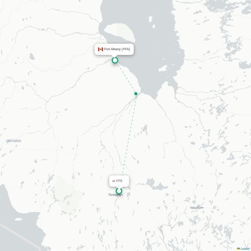YTS - YFA route map