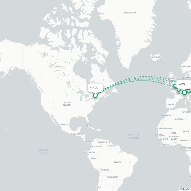 YUL - BSL route map