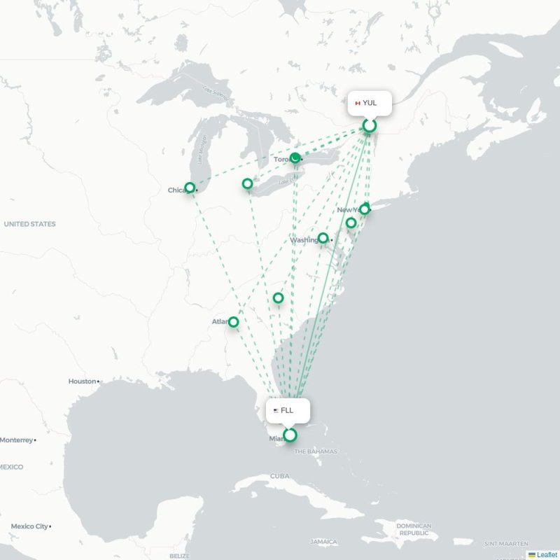 YUL - FLL route map